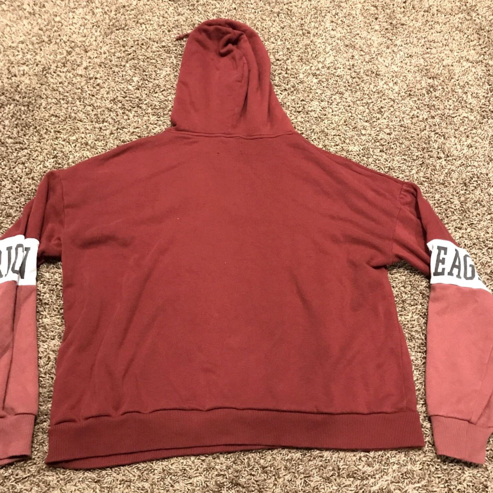 American Eagle Outfitters american eagle Outfitters Womens Hoodie S Red 2 tone Cotton Blend Crew Neck Pullover Logo fleece Hooded 23” 22” length Size S / US 4 / IT 40 - 3 Thumbnail