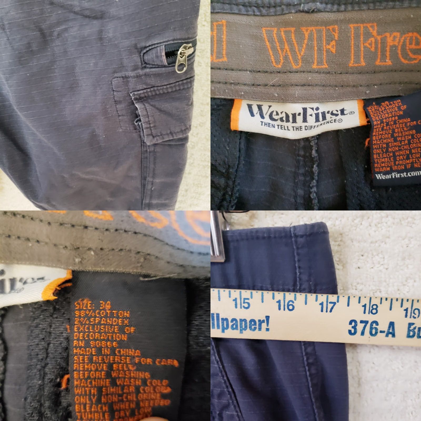Vintage Wearfirst Mens Cargo Shorts 34 Navy Cotton Stretch Inseam 11" Flat Front Cargo Pocket Casual Spring Summer Regular Mens Size US 34 / EU 50 - 9 Thumbnail