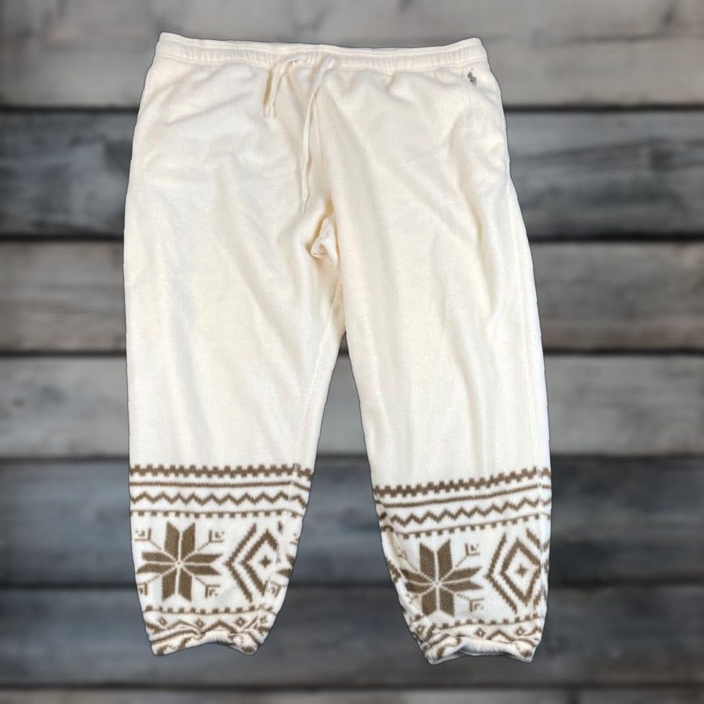 Polo Ralph Lauren Polo Ralph Lauren Snowflake Pattern Fleece Sweatpants Women's 2XL Ivory Size 40" / US 18 - 1 Thumbnail