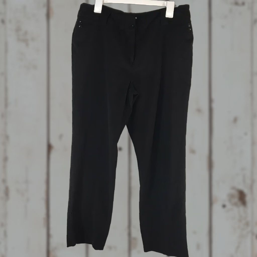 Vintage CATO Black Mid-Rise Straight Fit Dress Pants Womens Size 14P Petite Business Casual Size 36" / US 14 / IT 50 - 1 Thumbnail