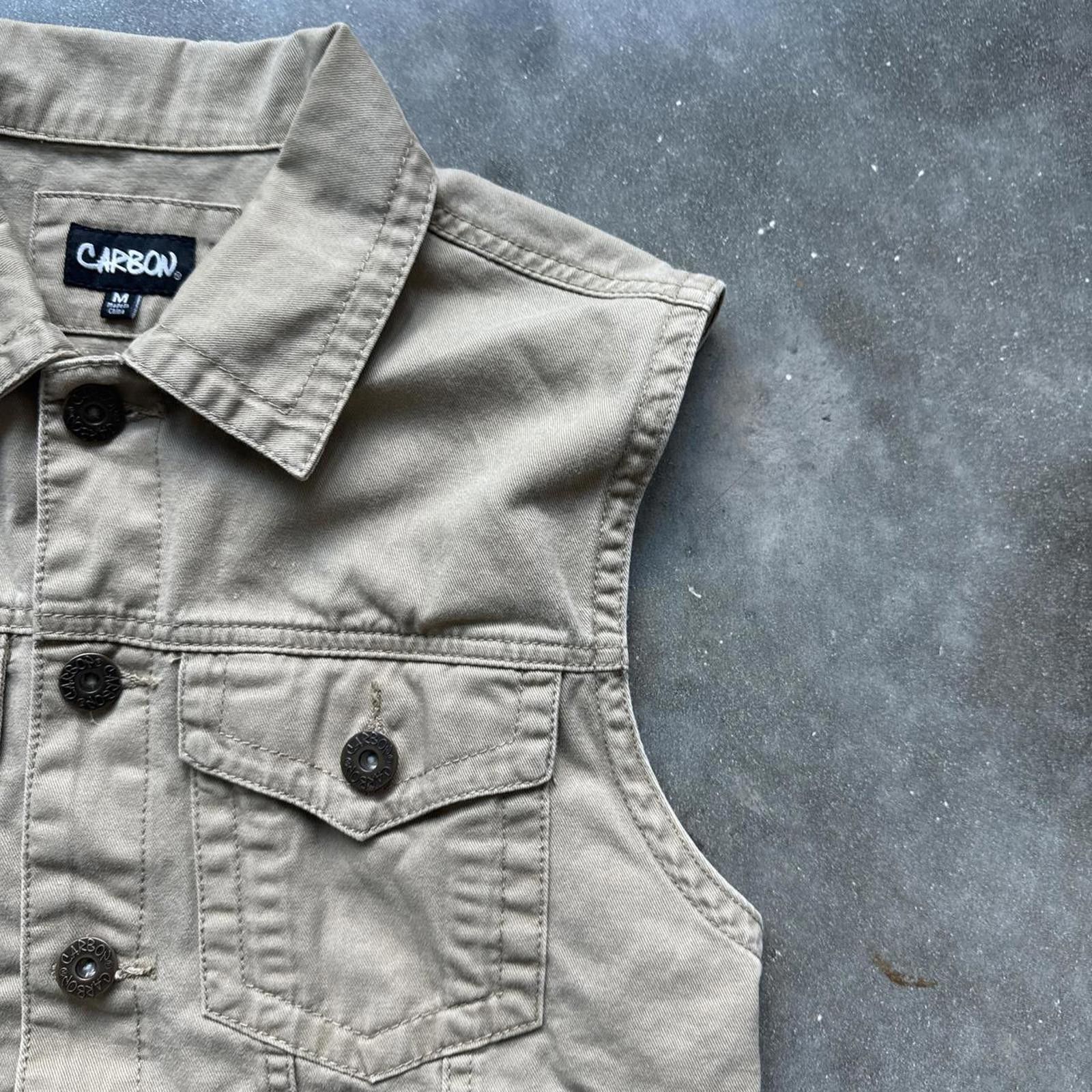 Carbon Carbon Utility Beige Jean Button Up Vest Size US M / EU 48-50 / 2 - 3 Thumbnail