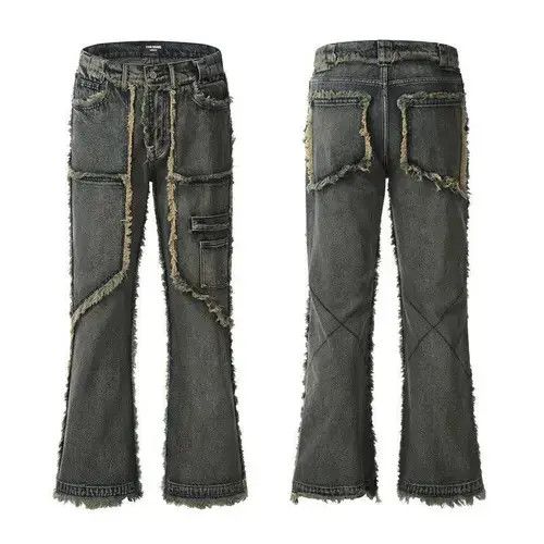VIBE Vintage Raw Jeans Trousers y2k holes pockets streetwear Size US 32 / EU 48 - 5 Thumbnail