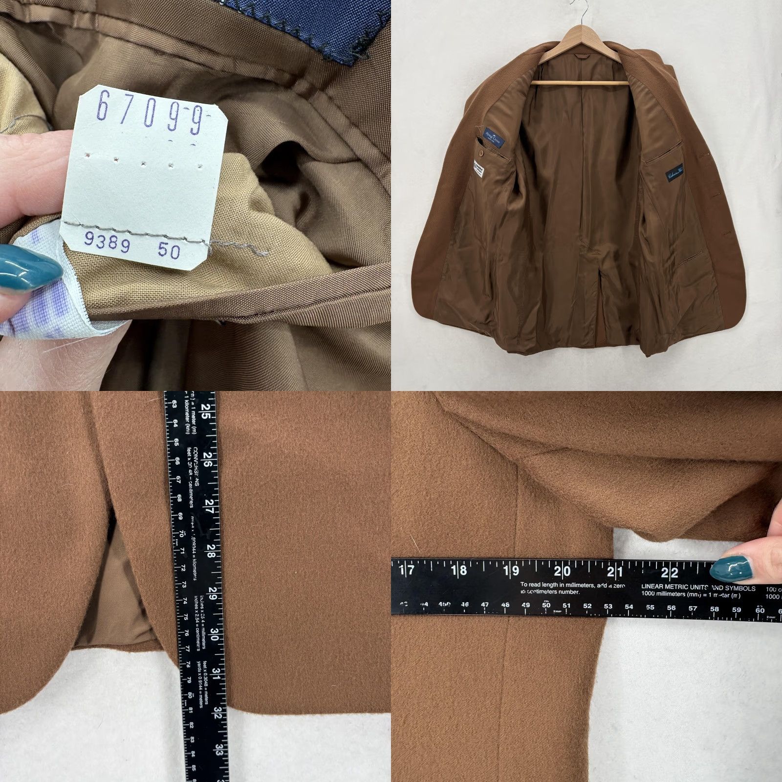 Vintage VINTAGE Flying Cross Sport Coat Jacket Mens 40R Brown Wool Cashmere 3 Button Notch Lapel Single-Breasted Italy Size US XXS / EU 40 - 8 Thumbnail