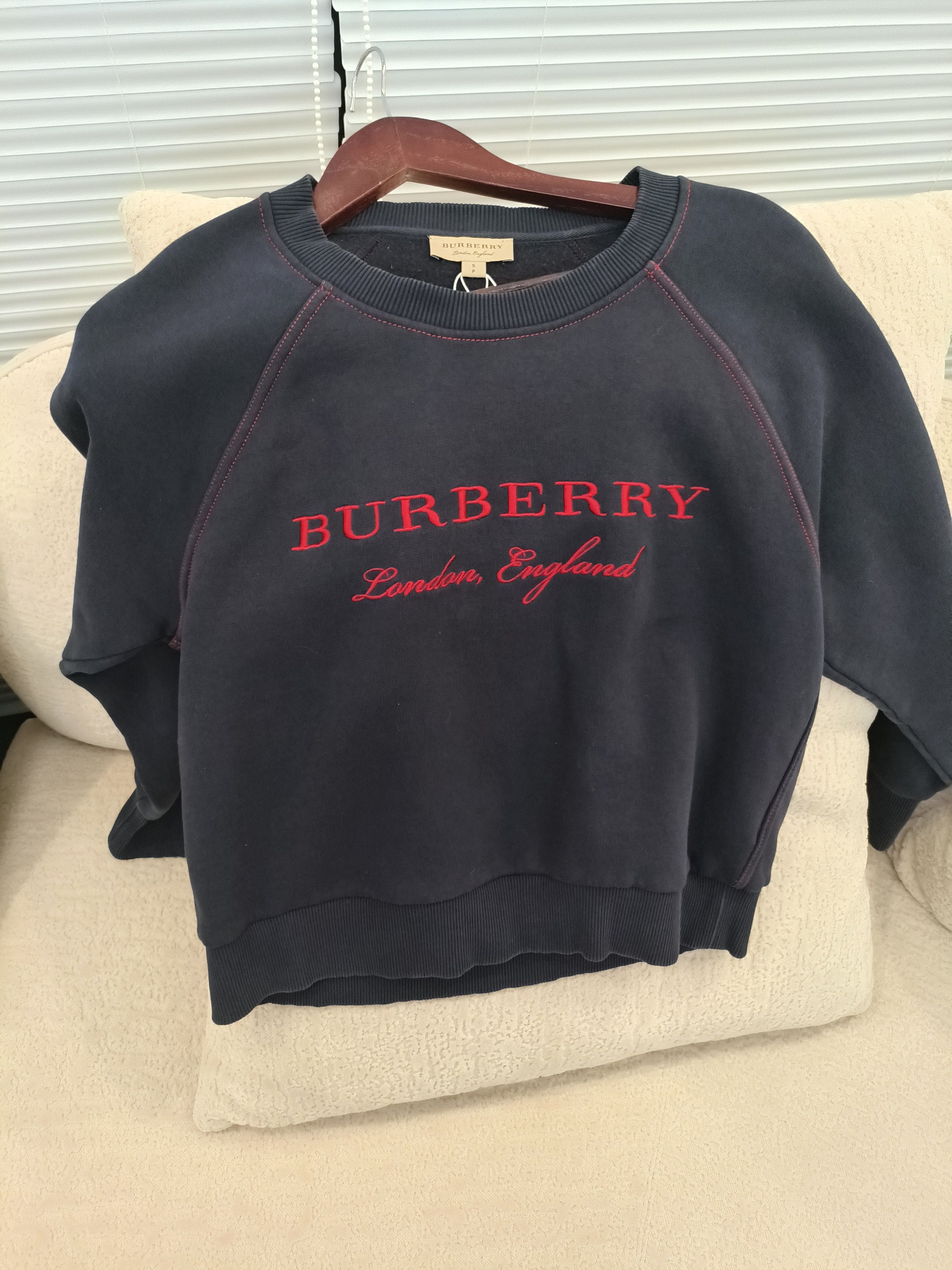 Burberry Burberry Navy Logo Embroidered Cotton Sweatshirt (Size S) Size US S / EU 44-46 / 1 - 9 Thumbnail