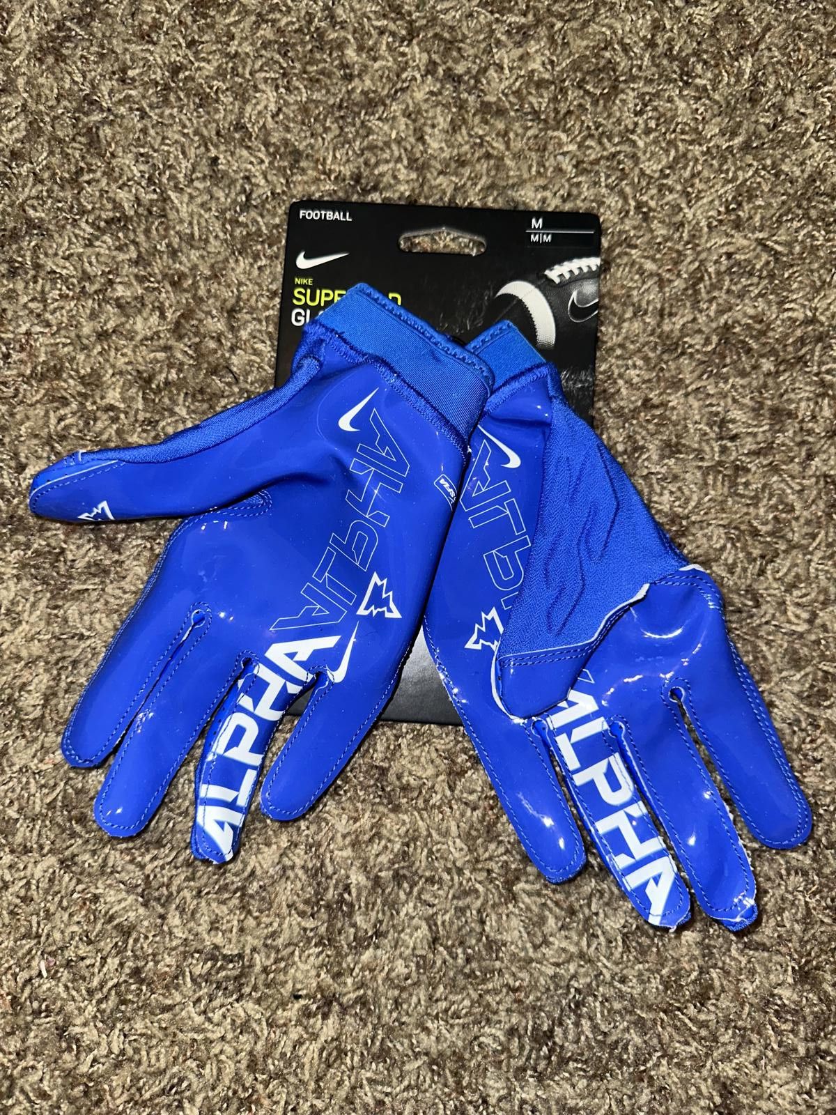 Nike Nike Superbad 6.0 Football Royal Gloves Size ONE SIZE - 4 Thumbnail