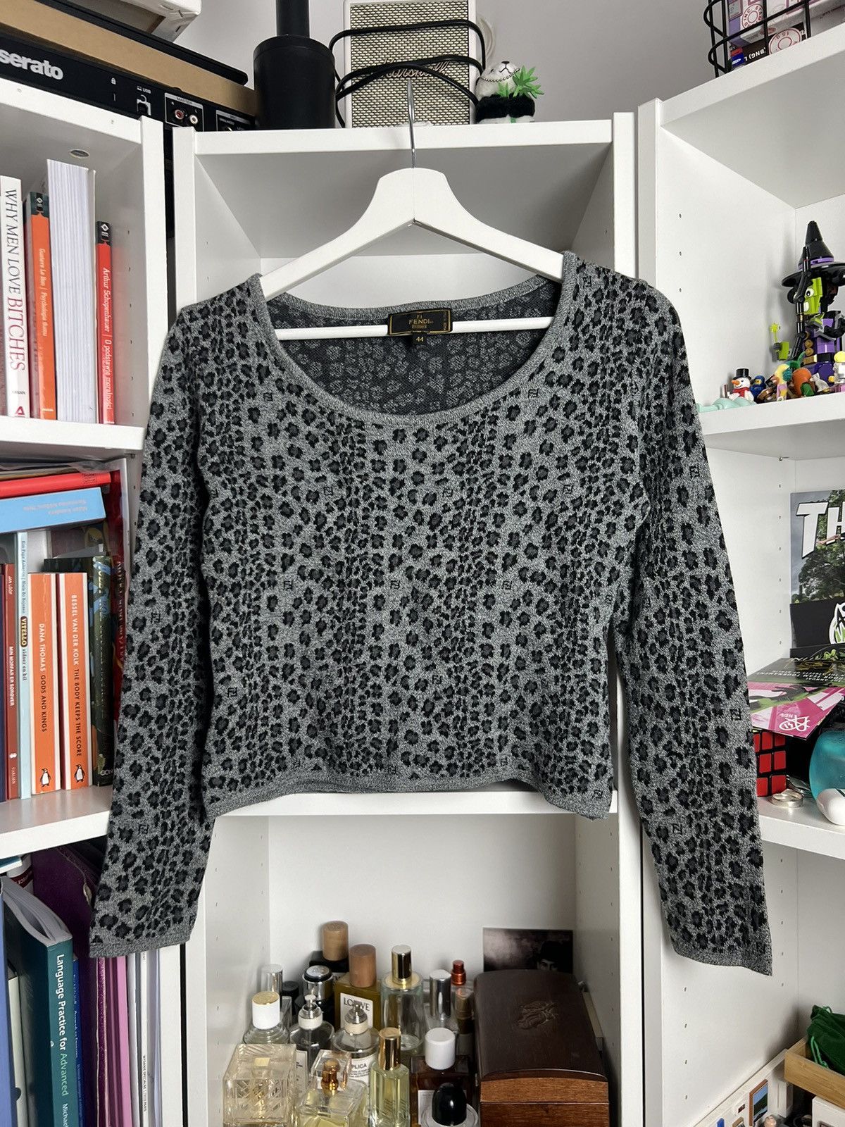 Designer × Fendi × Vintage Vintage 90s Fendi merino wool leopard print cropped sweater S Size S / US 4 / IT 40 - 1 Thumbnail