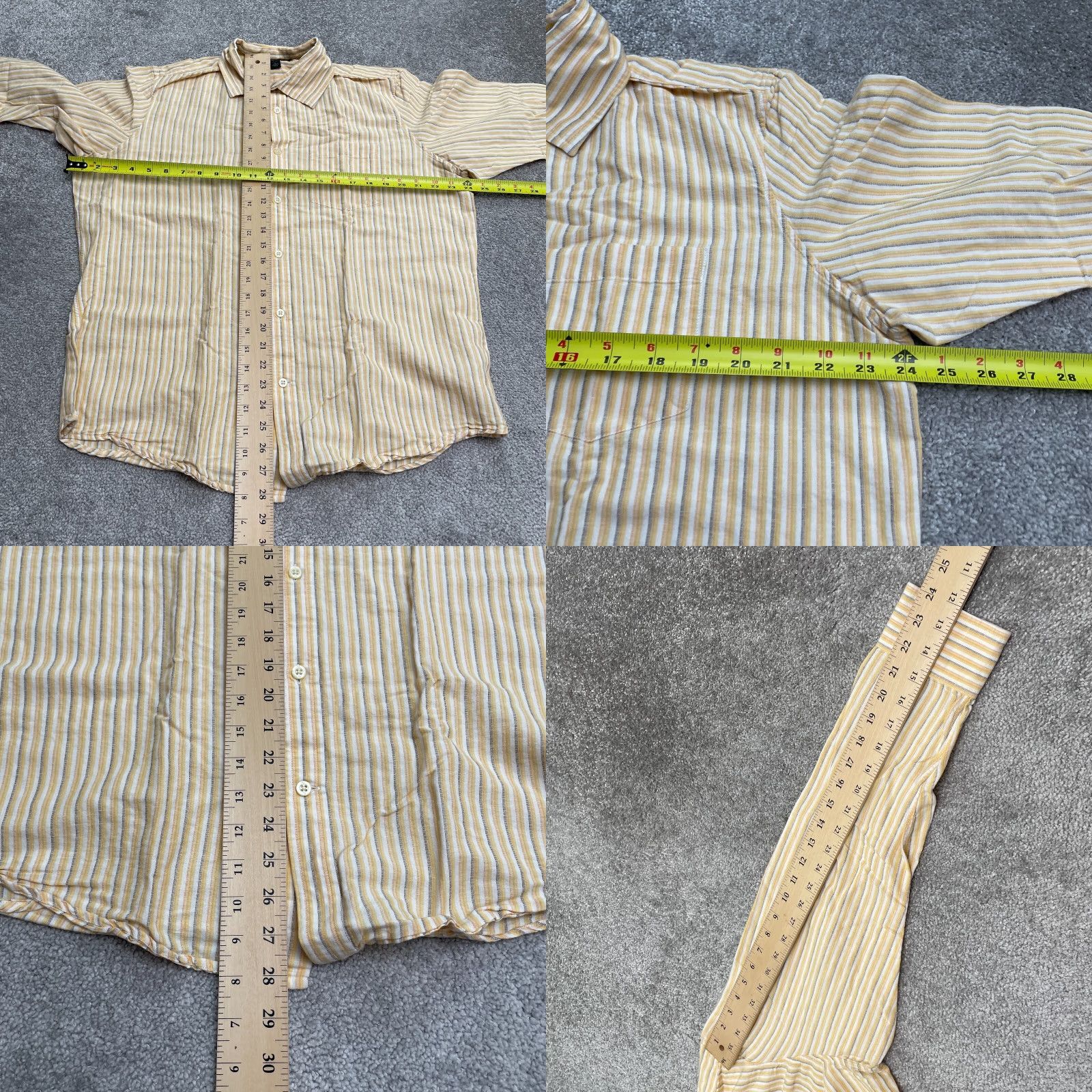 Banana Republic Banana Republic Classic Dress Shirt Mens L Yellow Striped Linen Blend Casual Shirt Size US L / EU 52-54 / 3 - 8 Thumbnail
