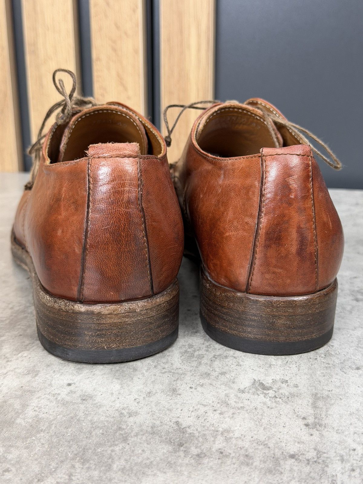 Shoto Shoto Avant-Garde Brown Leather Derby Shoes Handmade Size 42 Size US 9 / EU 42 - 5 Thumbnail