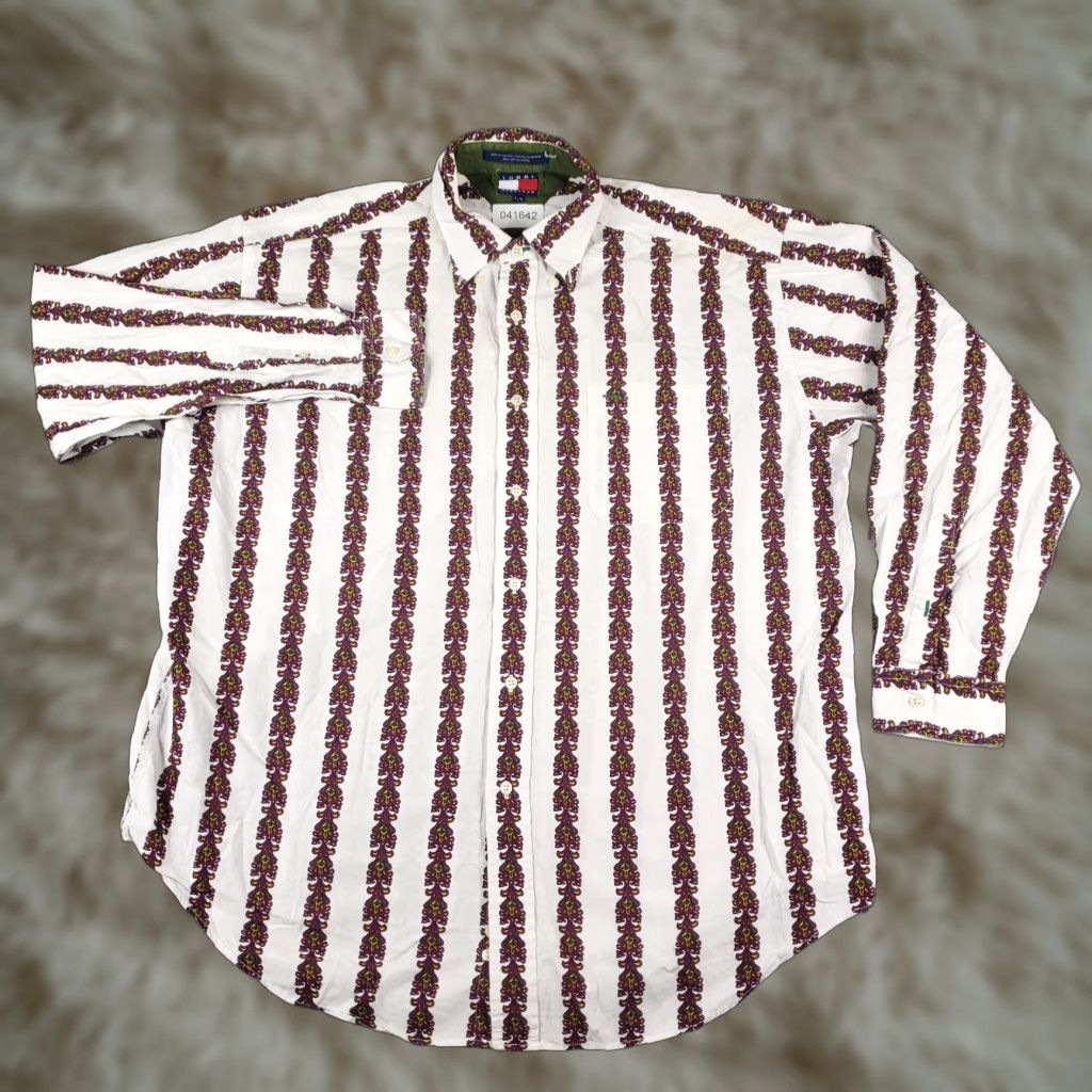 Tommy Hilfiger VINTAGE Tommy Hilfiger Shirt Mens L White Striped Button-Up Collared Long Sleeve Casual Formal Workwear Size US L / EU 52-54 / 3 - 1 Thumbnail