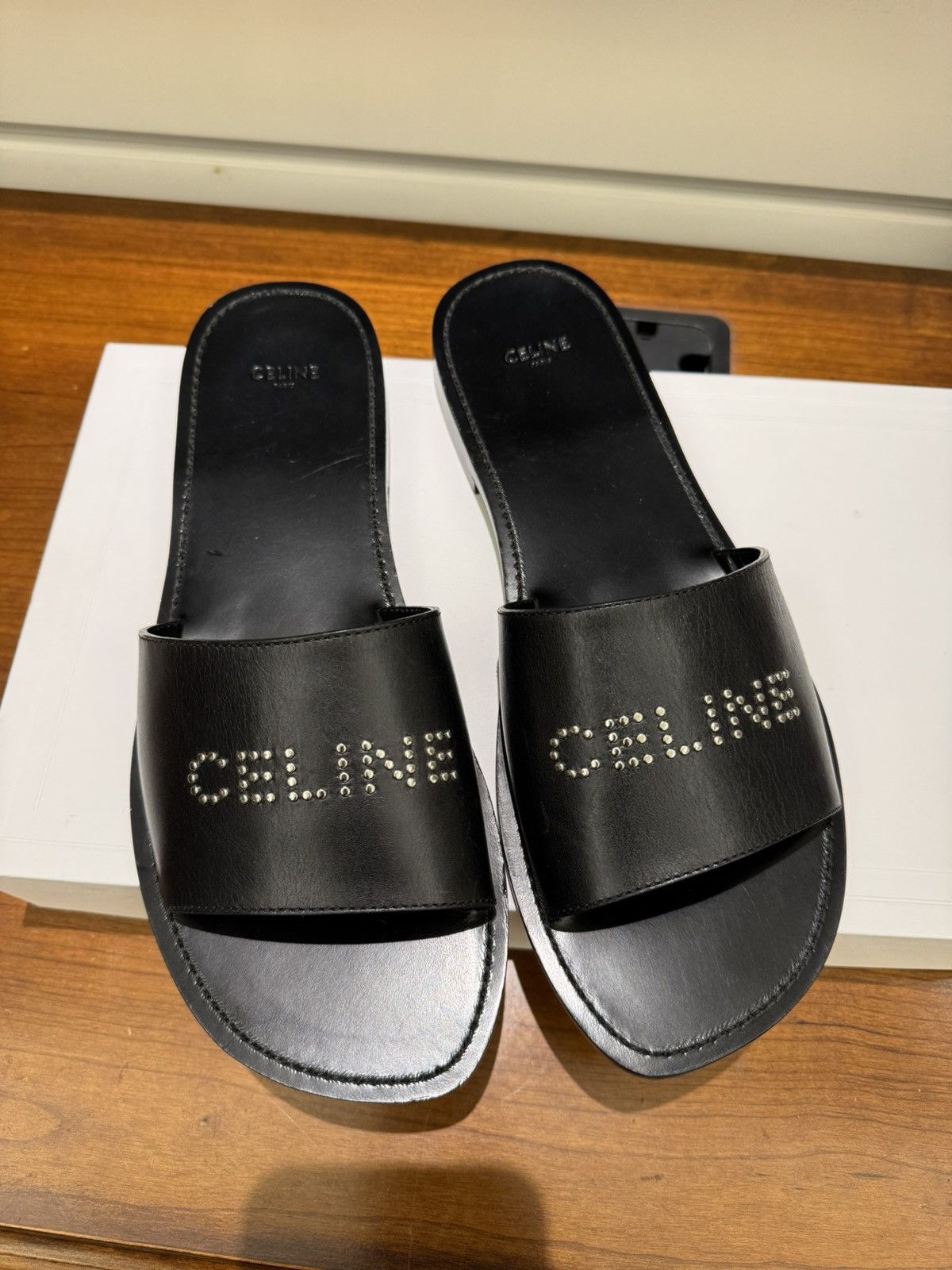 image of Celine Logo Sandal Sz43 in Black, Men's (Size 10)