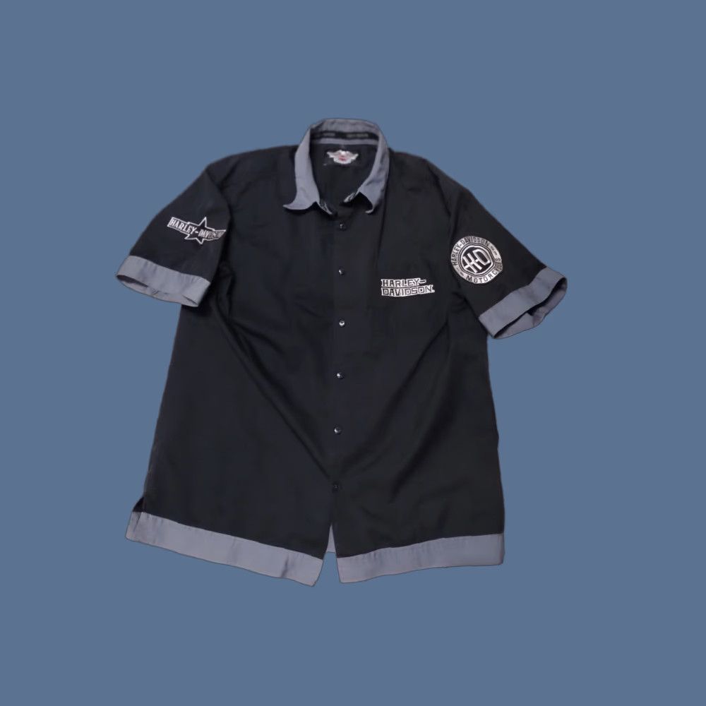 Harley Davidson Harley-Davidson Logo Button-Up Polo Shirt L Black Mens Short Sleeve Size US L / EU 52-54 / 3 - 1 Thumbnail