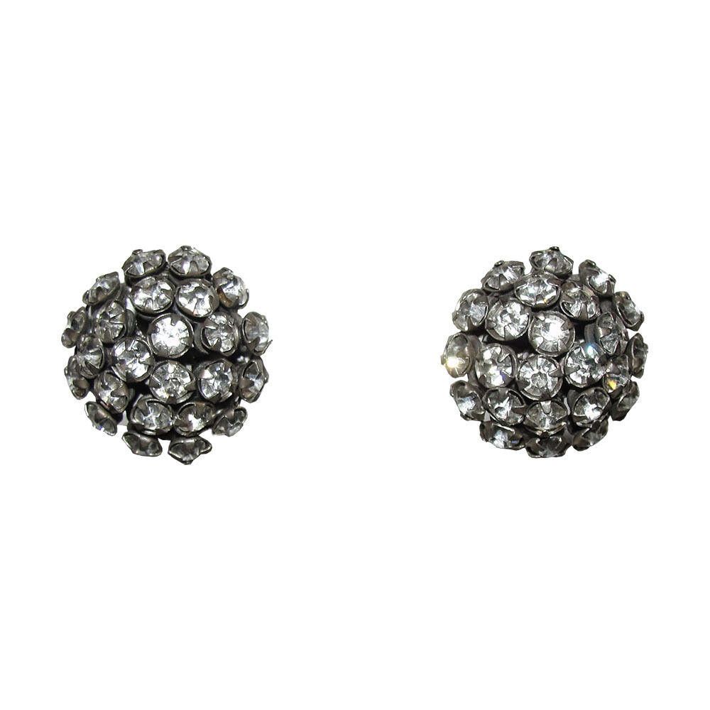 Designer Miriam Haskell Dome Clear Rhinestone Earrings Size ONE SIZE - 1 Thumbnail