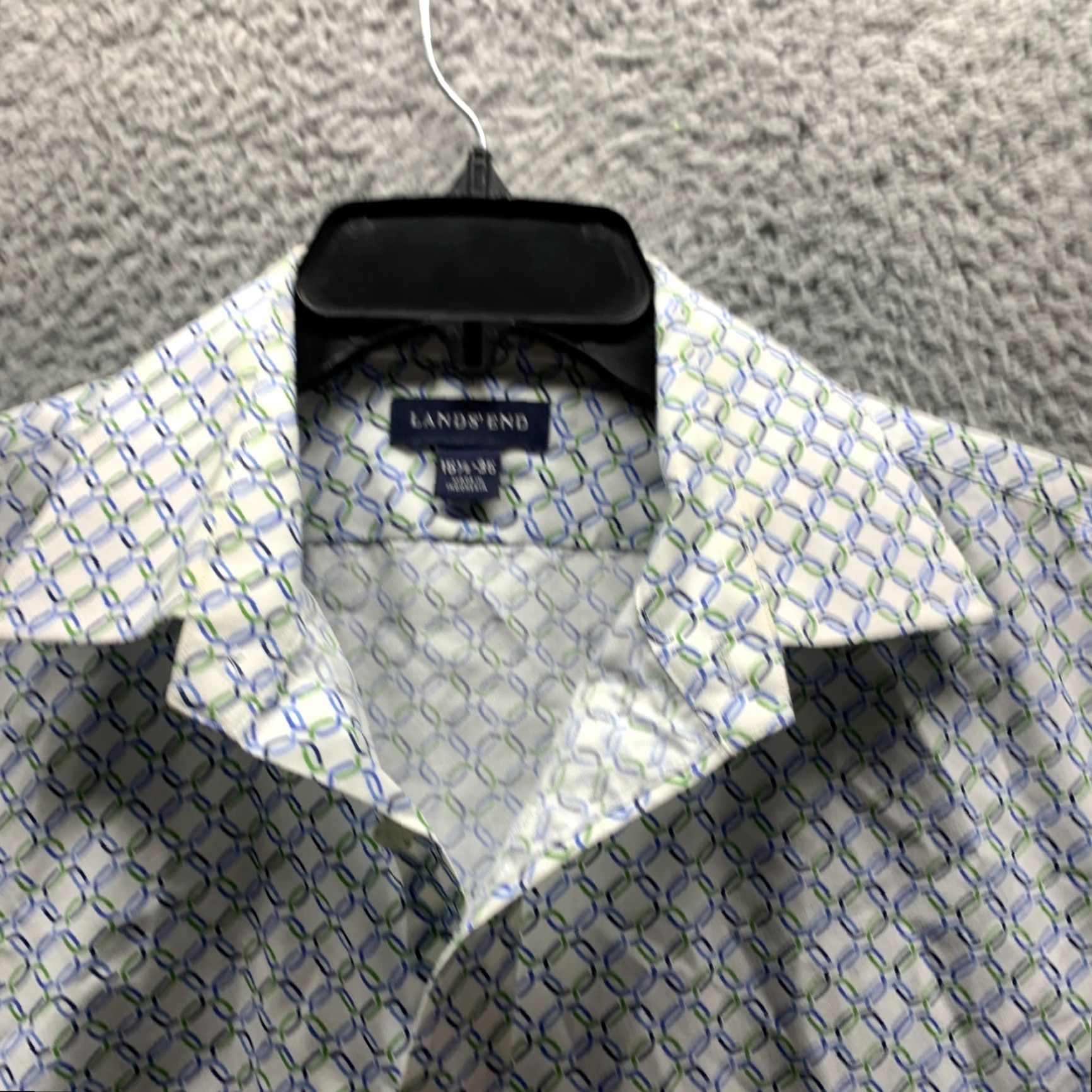 Lands' End VINTAGE Lands' End Shirt Mens Button-Up Collar Diamond Argyle 15.5 Medium White Cotton Long Sleeve Size US L / EU 52-54 / 3 - 6 Thumbnail