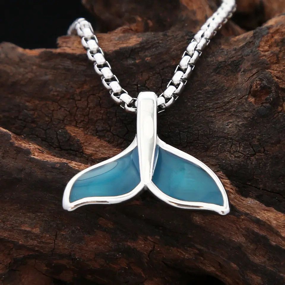 Jewelry Blue Whale Fish Tail Pendant Necklace Size ONE SIZE - 5 Thumbnail