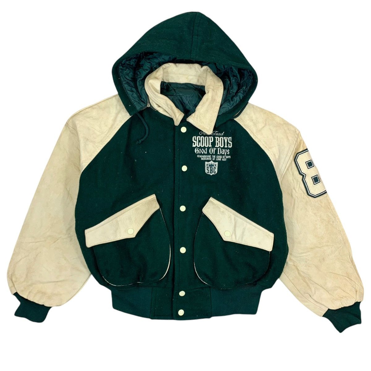 Other VINTAGE SCOOP BOYS VARSITY LEATHER BOMBER JACKET HOODIE Size US M / EU 48-50 / 2 - 1 Thumbnail