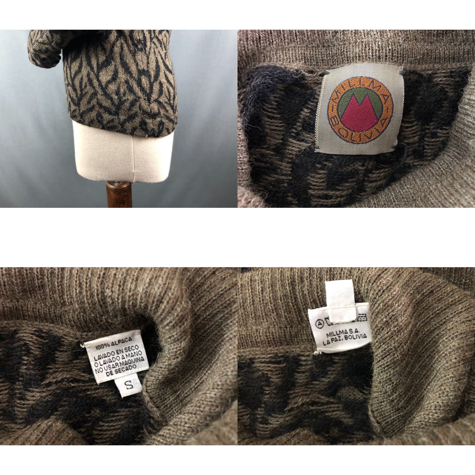 Vintage Millma Pullover Alpaca Green Women S Patterned Turtleneck Knit Sweater Size S / US 4 / IT 40 - 8 Thumbnail