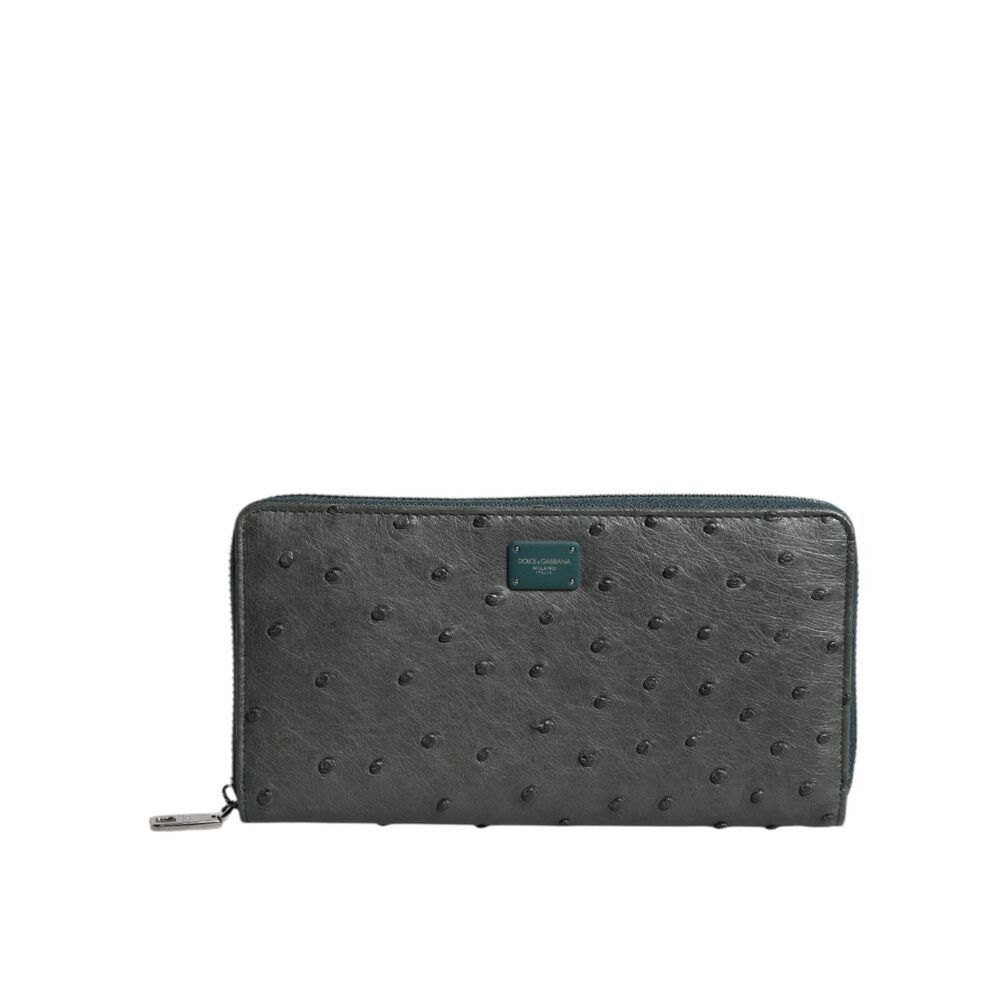 Dolce & Gabbana Dolce & Gabbana Green Ostrich Logo Plaque Zip Around Contine Size ONE SIZE - 1 Thumbnail