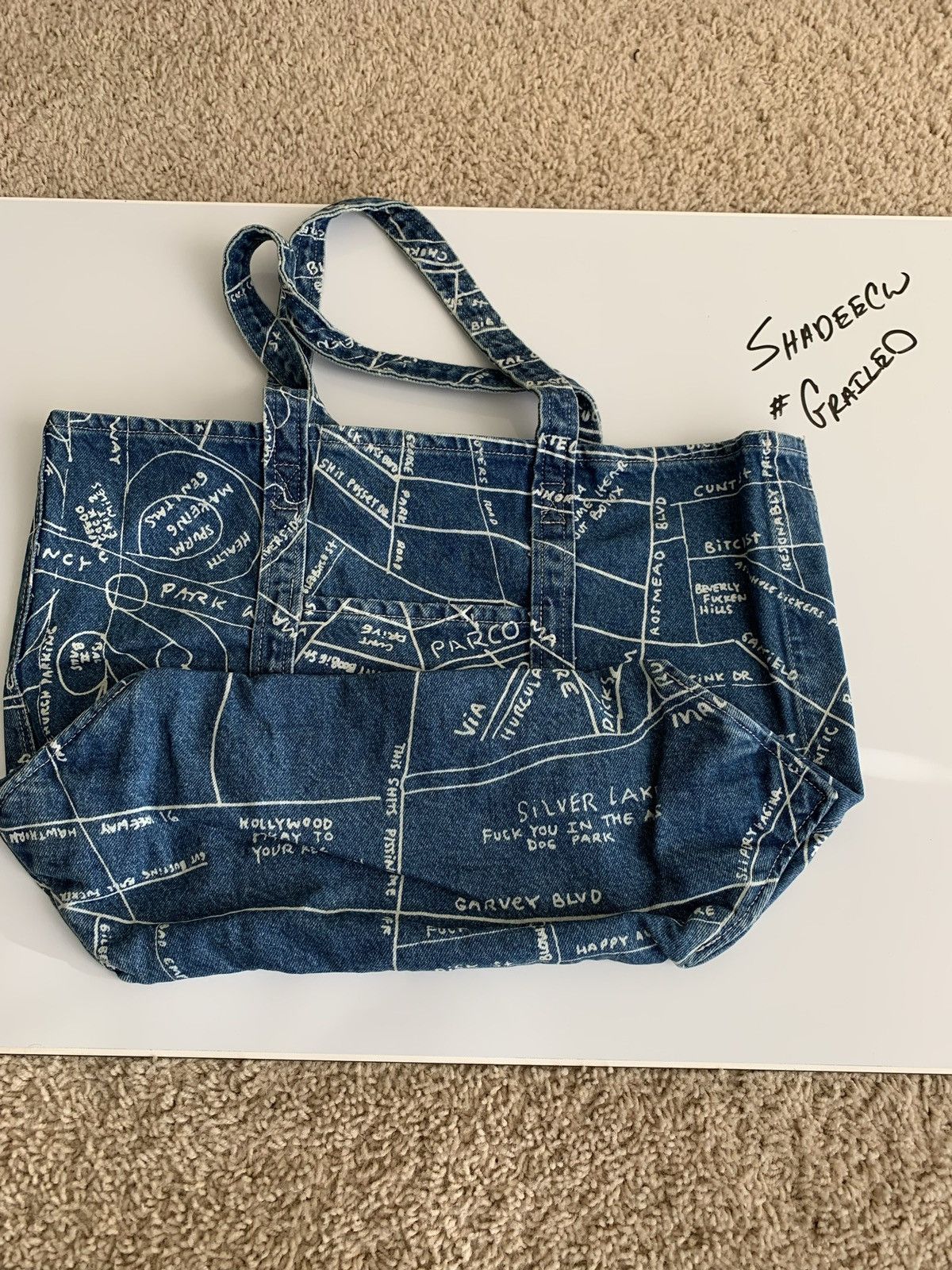 Denim Handbag Supreme Gonz Map Denim Tote Supreme GONZ MAP DENIM