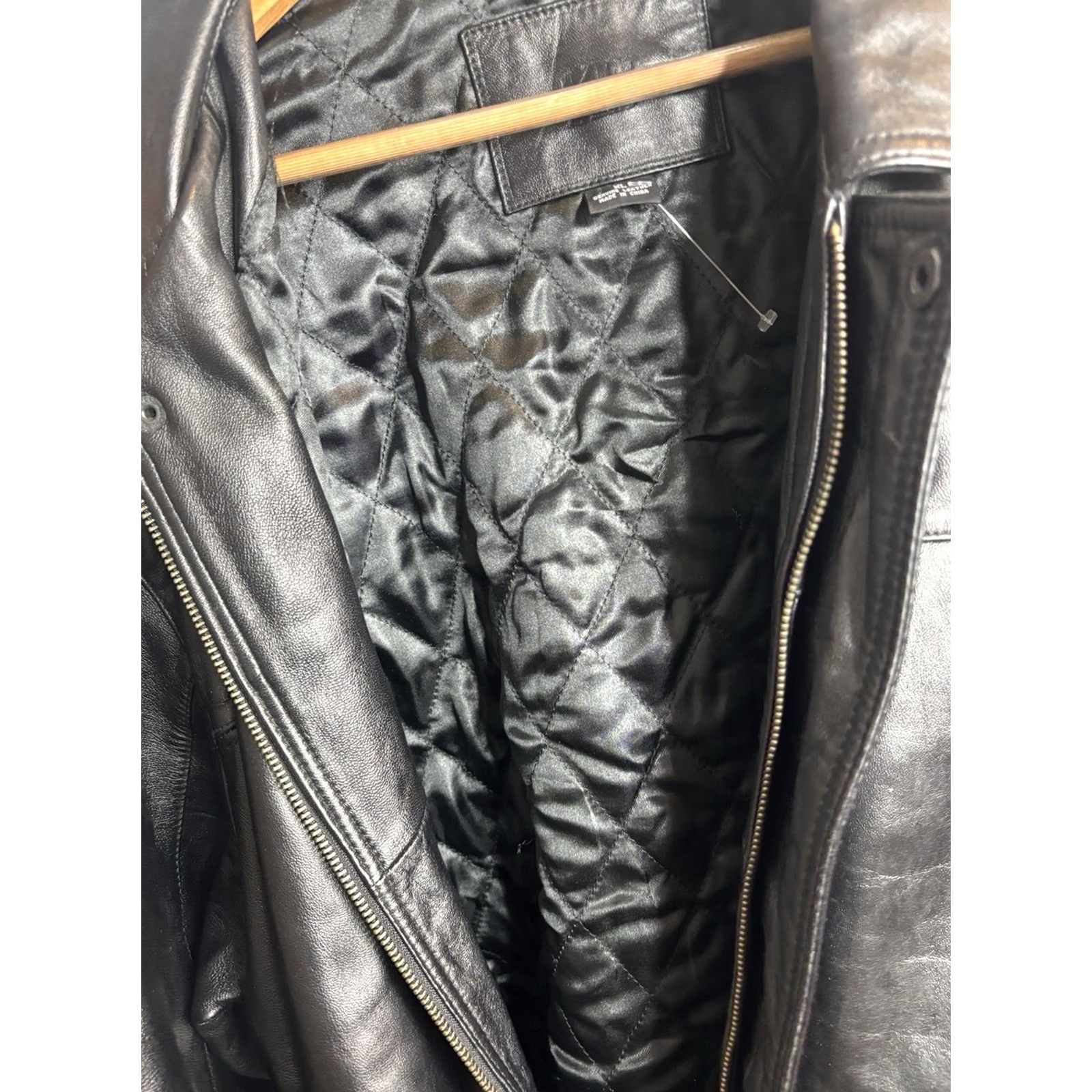 Vintage Knightsbridge Men's Leather Jacket Quilted Interior XL Black Biker Coat, Zip Closure, Casual Riding Winter Fall Spring, Genuine Leather, 8/10 Size US XL / EU 56 / 4 - 5 Thumbnail