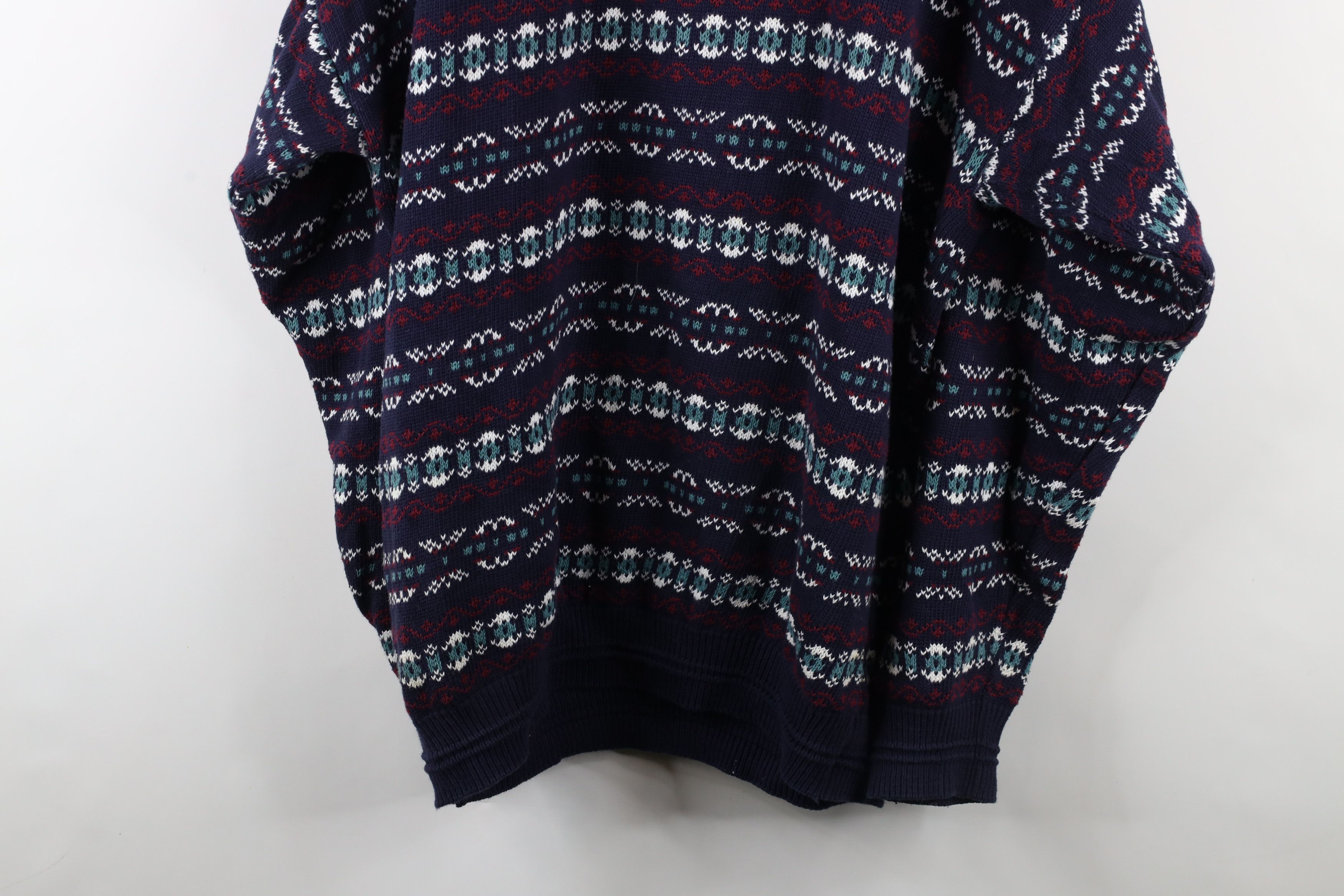 Vintage Vintage 90s Streetwear Cotton Fair Isle V-Neck Sweater USA Size US XXL / EU 58 / 5 - 10 Thumbnail