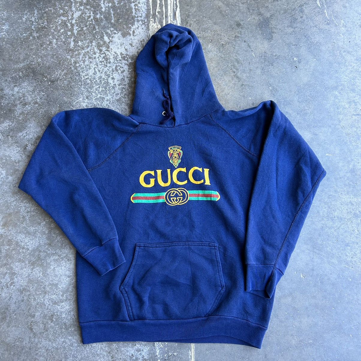 image of Fruit Of The Loom x Made In USA Vintage Graphic Hoodie in Navy, Men's (Size Large)