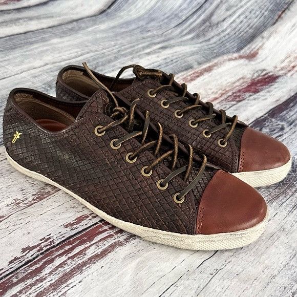 Frye FRYE Men’s Chambers Leather Brown Textured Men's Sneakers Size US 10 / EU 43 - 8 Thumbnail
