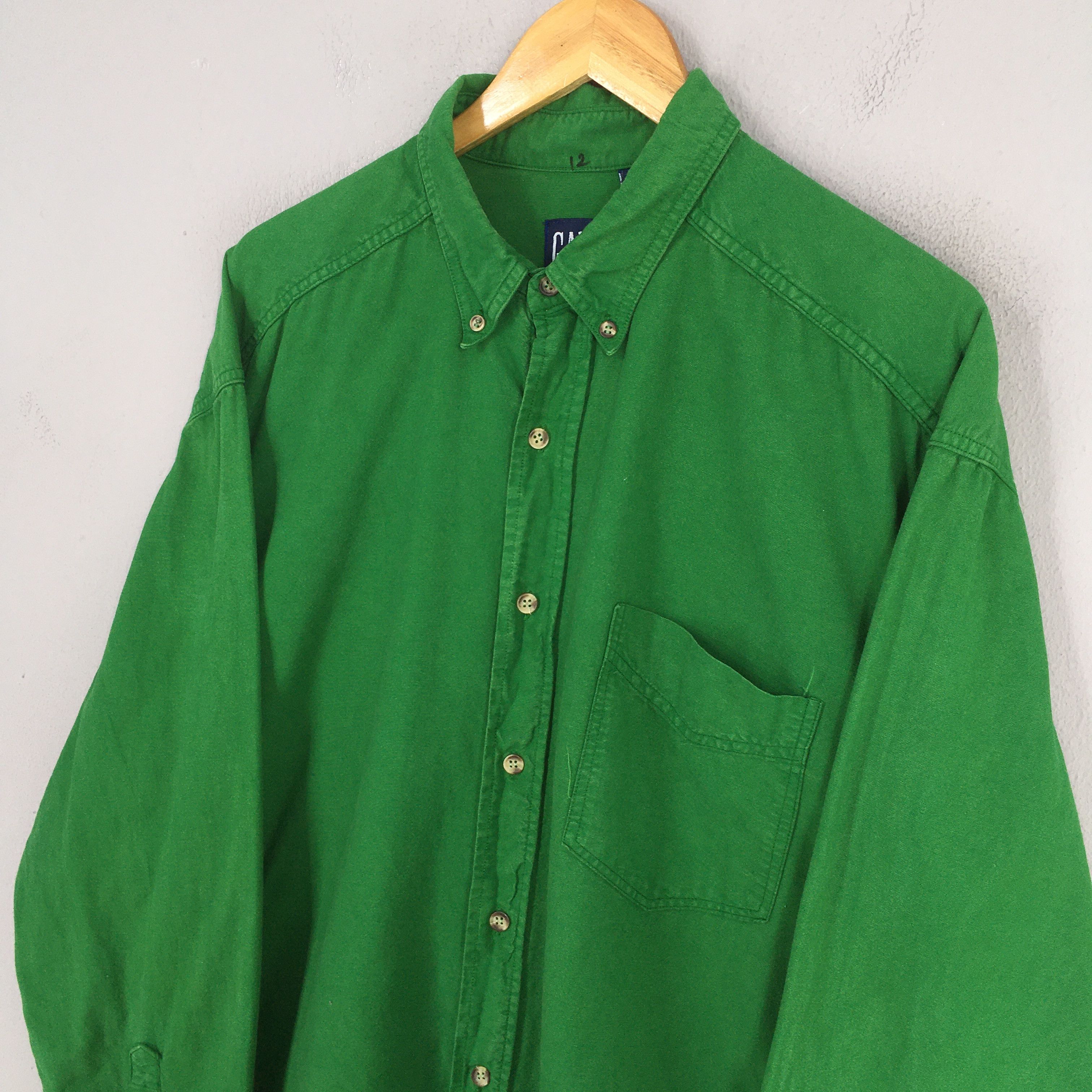 Gap Vintage 90s Gap Green Plain Shirt Large Size US L / EU 52-54 / 3 - 3 Thumbnail