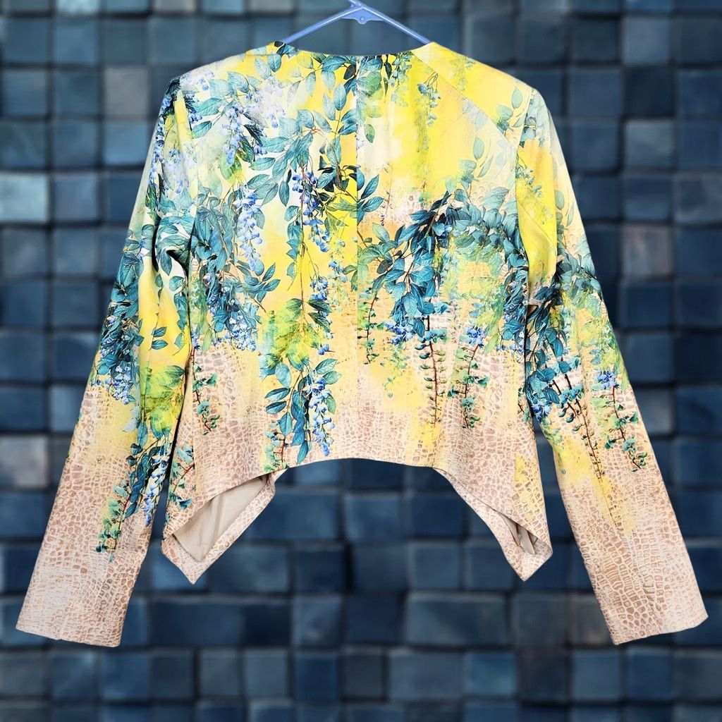 Bebe Bebe Women Blazer Shirt Cardigan Light Weight Open Front Tropical Pattern Multicolor Size 2 Size XS / US 0-2 / IT 36-38 - 1 Thumbnail