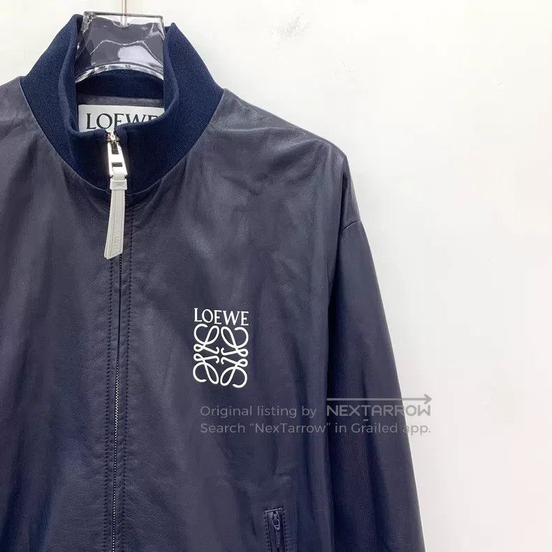 Loewe Loewe 2023 Deep Blue Lamb Leather Logo Embroidered Zip-up Size XS / US 0-2 / IT 36-38 - 3 Thumbnail