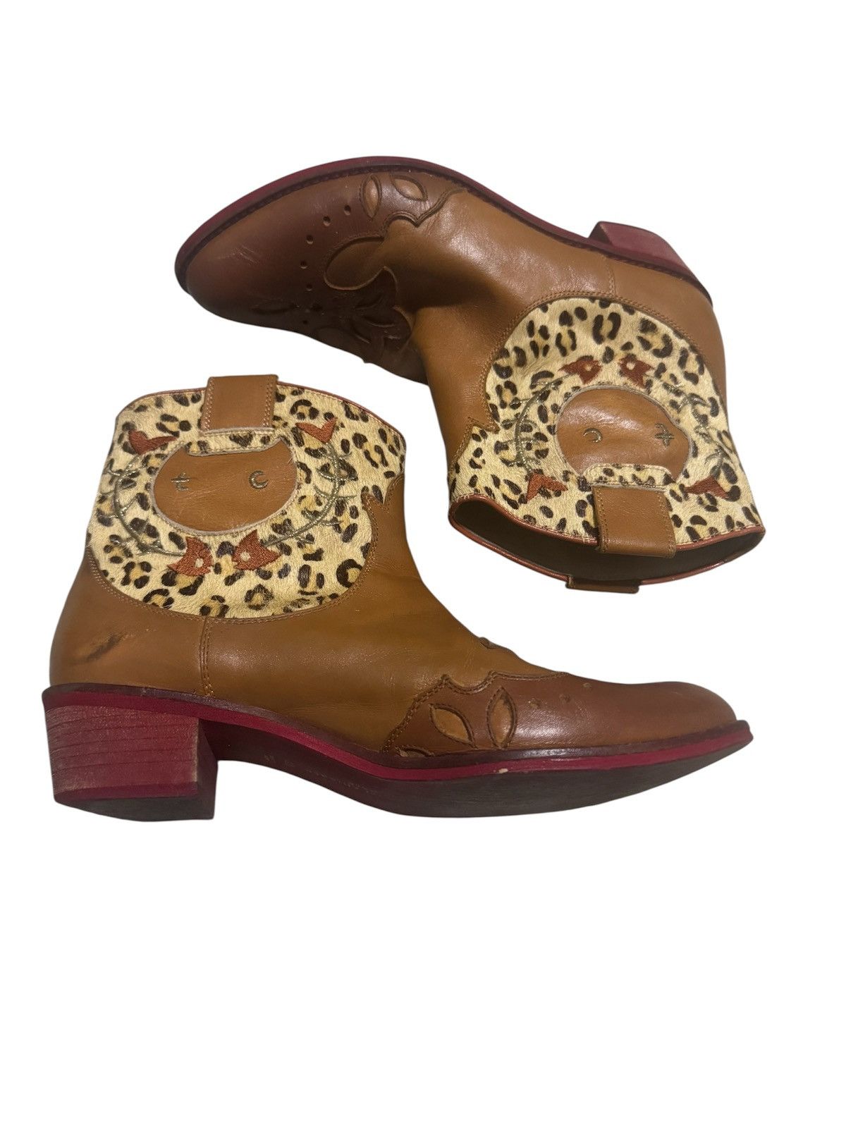 Issey Miyake Issey Tsumori Chisato Leopard Western Leather Boots Size US 7 / EU 40 - 2 Thumbnail