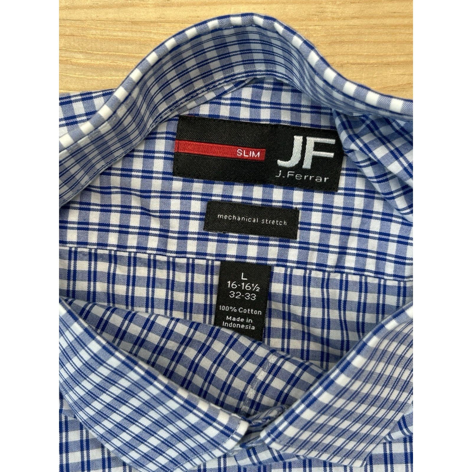 J Ferrar J Ferrar Blue Check Plaid Button Down Mens Shirt L 32-33 Size US L / EU 52-54 / 3 - 4 Thumbnail