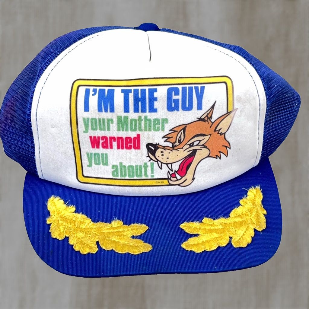 Vintage VINTAGE Trucker Hat Cap Snapback Blue 90s Comedy Joke Funny Saying Leafs Mens Adjustable Size ONE SIZE - 1 Thumbnail