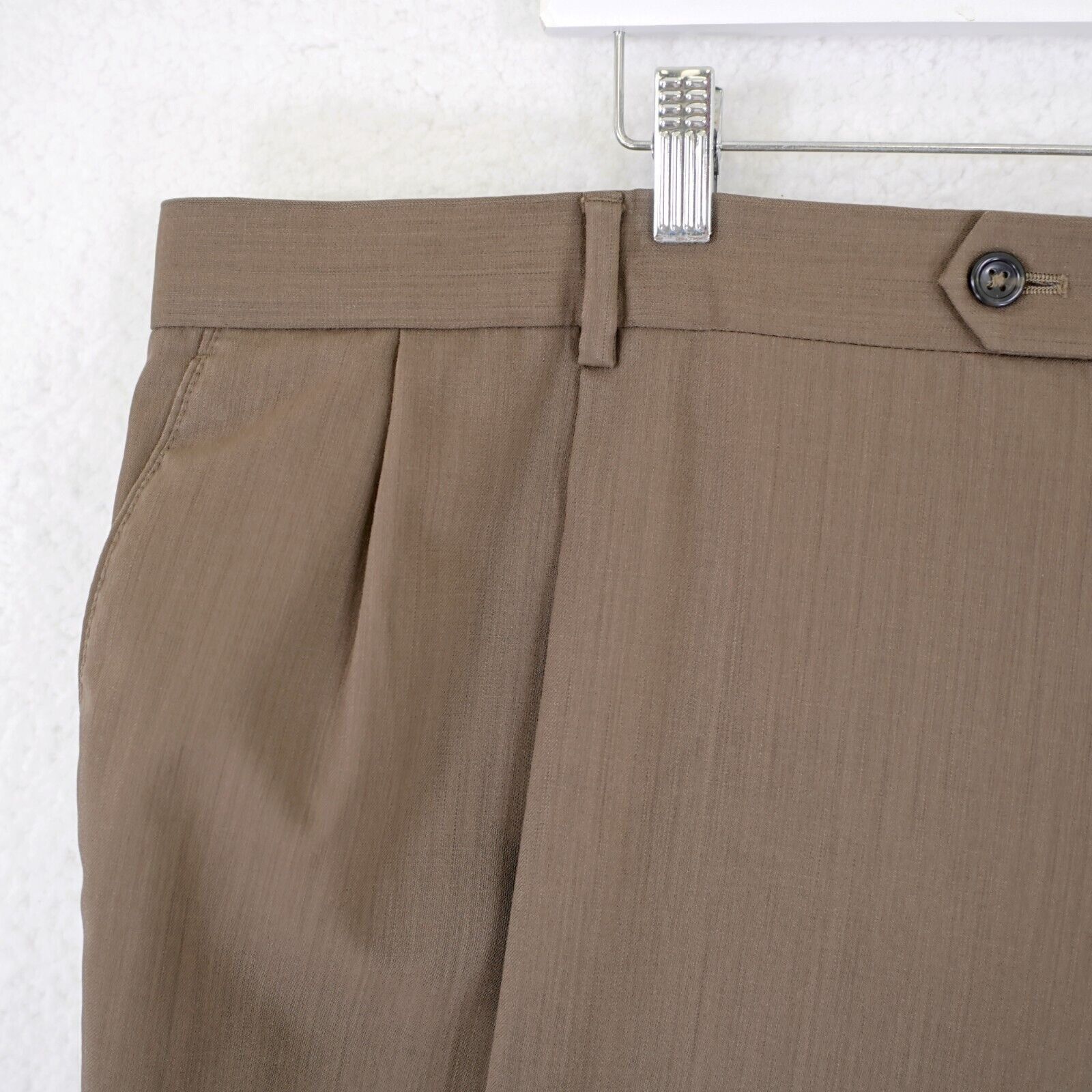 Pronto Uomo Pronto Uomo Wool Brown 47/27 Dress Pants High Rise Pleated C Size 46S - 3 Thumbnail