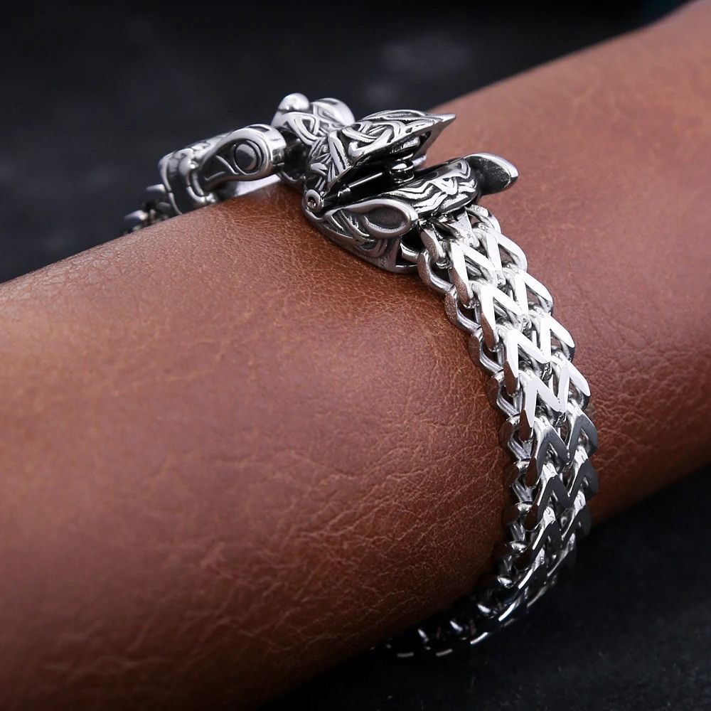 Vintage Vintage Viking Wolf Head Bracelet Size ONE SIZE - 2 Thumbnail