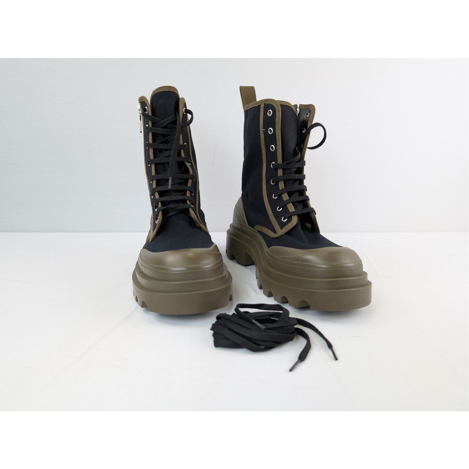 Bottega Veneta o1rshd1 Canvas Lace up Boots in Black Size US 10 / EU 43 - 6 Thumbnail