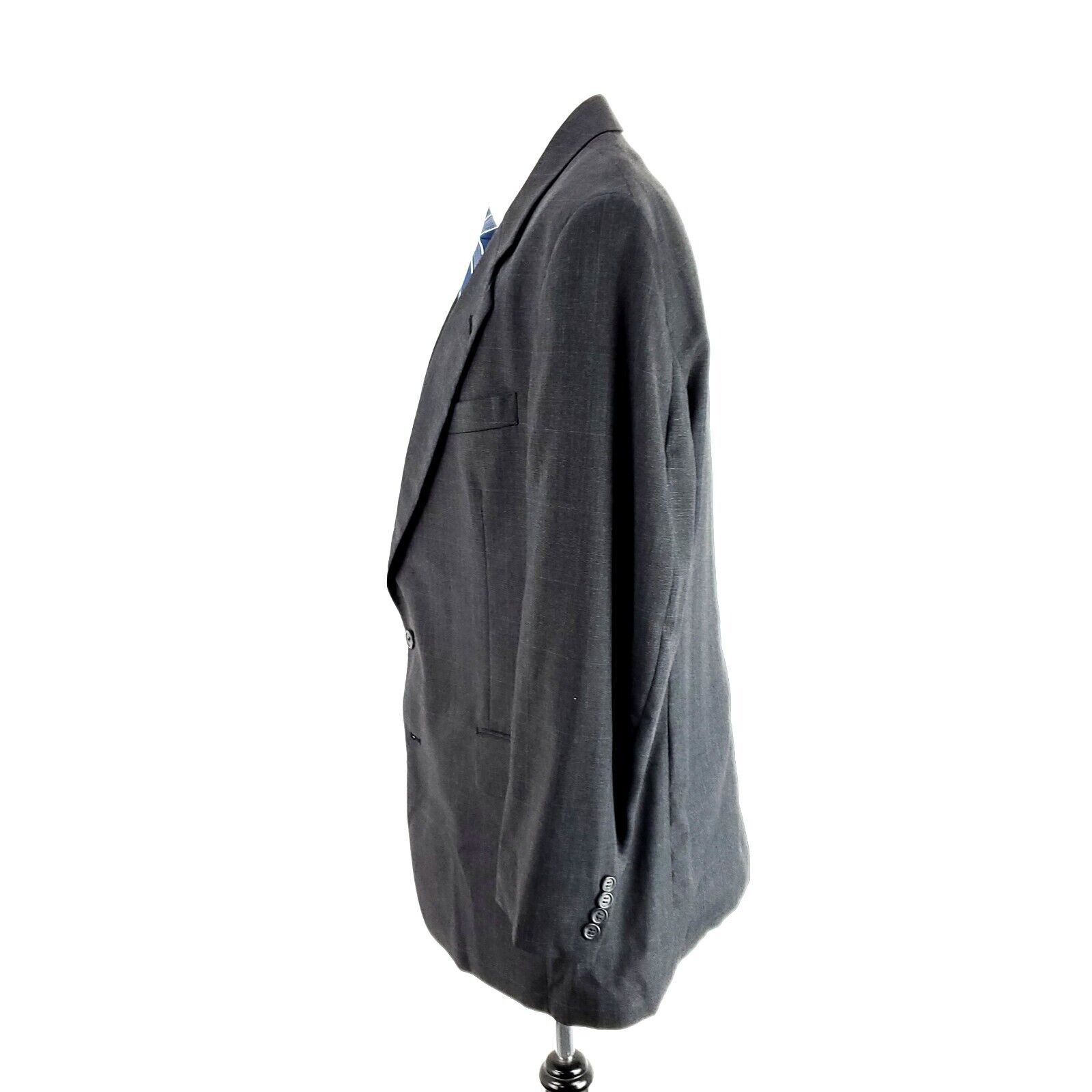 Jos. A. Bank Jos A Bank Gordon Wool 2 Button Blazer 42L Gray Plaid W/ Blu Size 42L - 4 Thumbnail