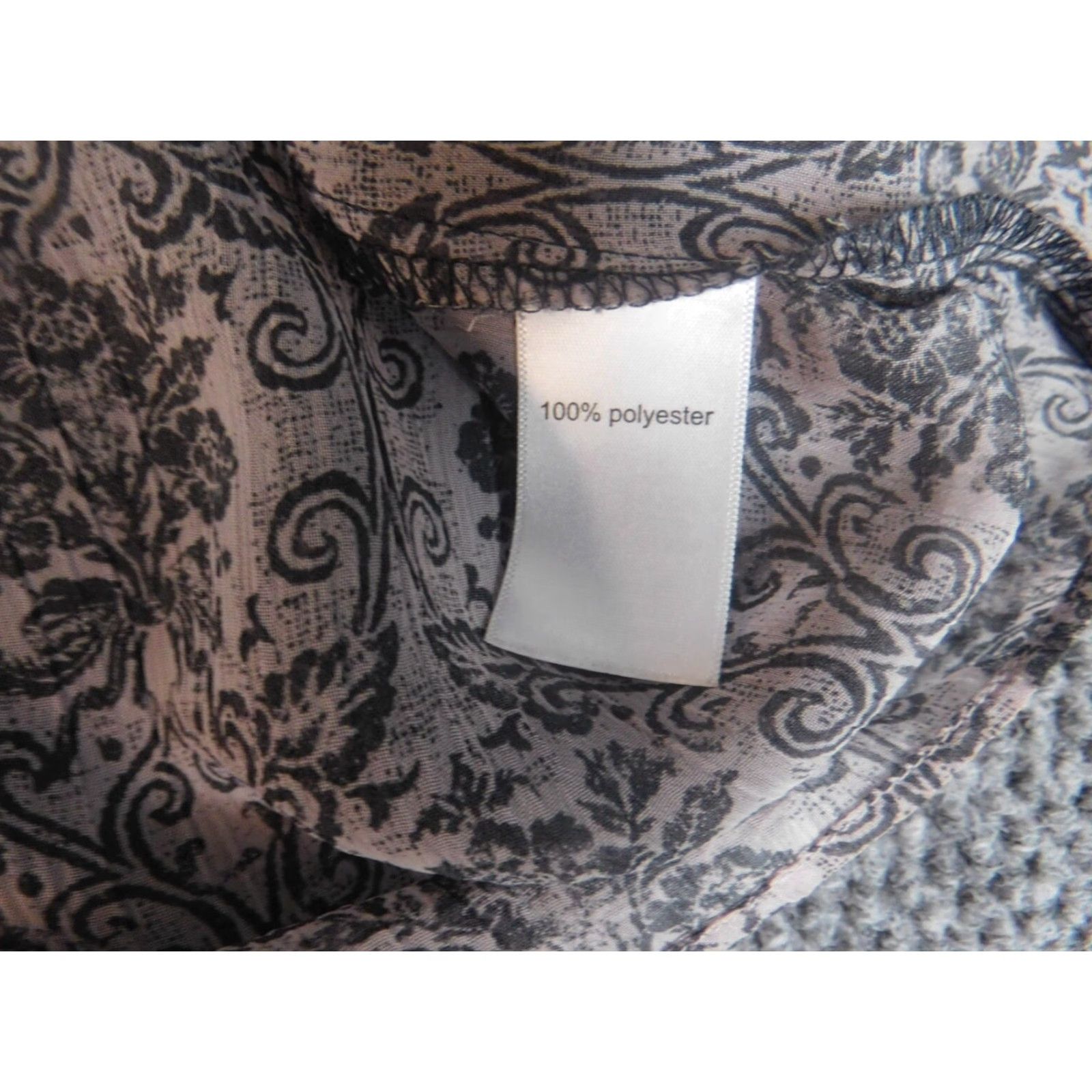 Vintage Maurices Blouse Womens Medium Gray Round Neck Long Sleeve Pullover Lace Cap Sleeve Button Stretch Casual Regular Size M / US 6-8 / IT 42-44 - 6 Thumbnail