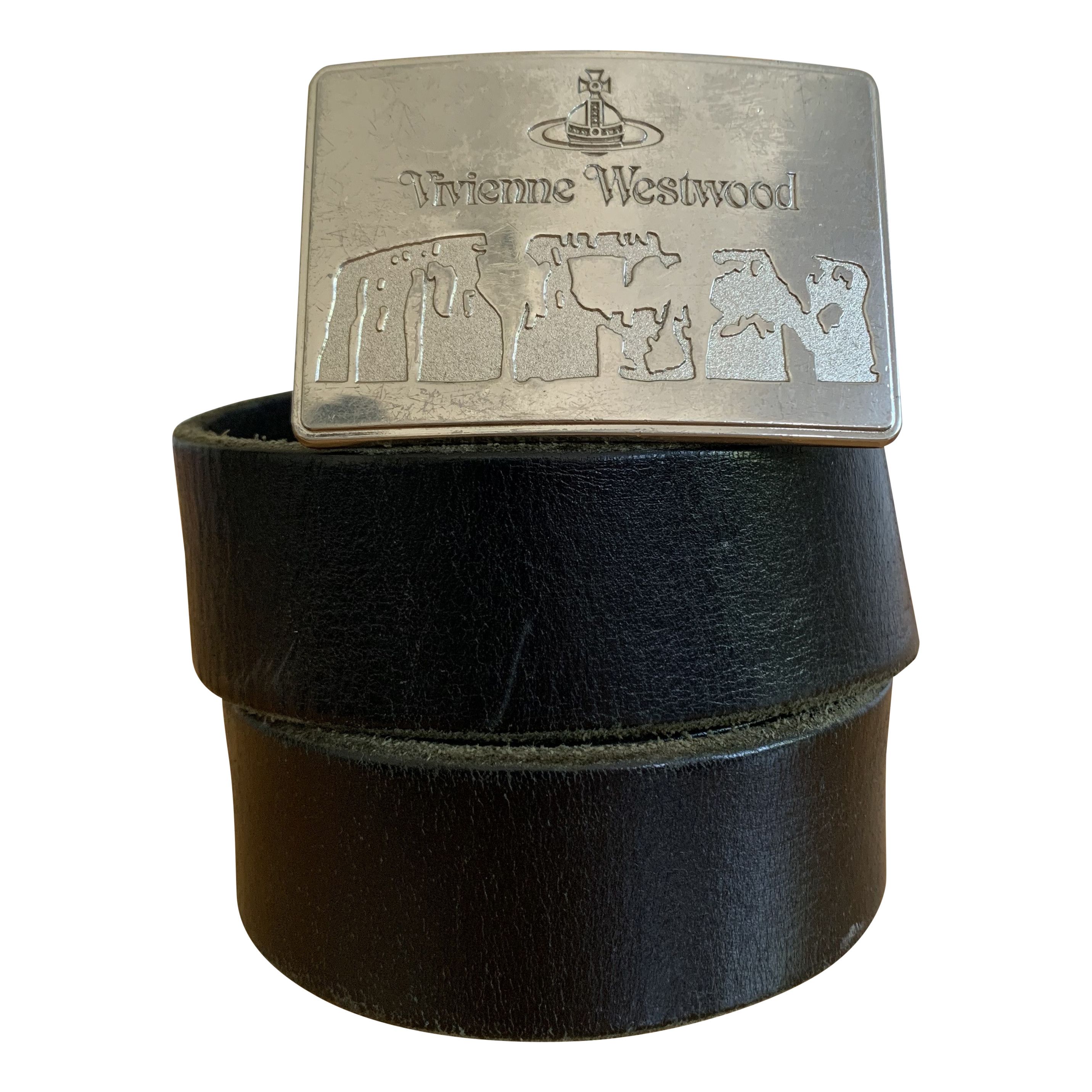 image of Vivienne Westwood Man Leather Belt in Black, Men's