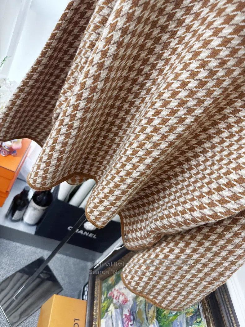 Hermes Hermes Brown Houndstooth Pure Cashmere Turtleneck Sweater Size XS / US 0-2 / IT 36-38 - 3 Thumbnail