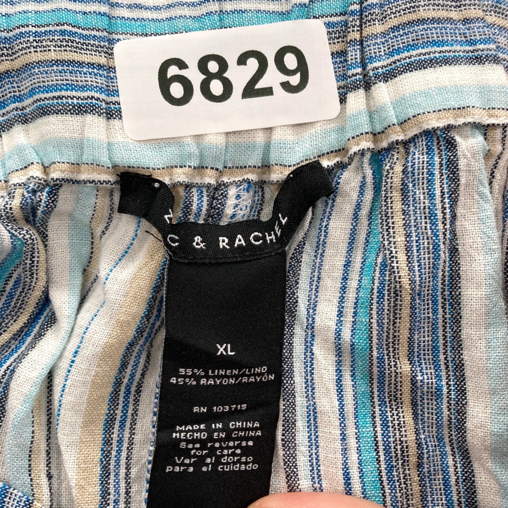 Vintage Zac & Rachel Pants Womens XL Blue Striped Linen Blend Cropped Wide Leg NWT Size 24" / US 00 / IT 34 - 4 Thumbnail
