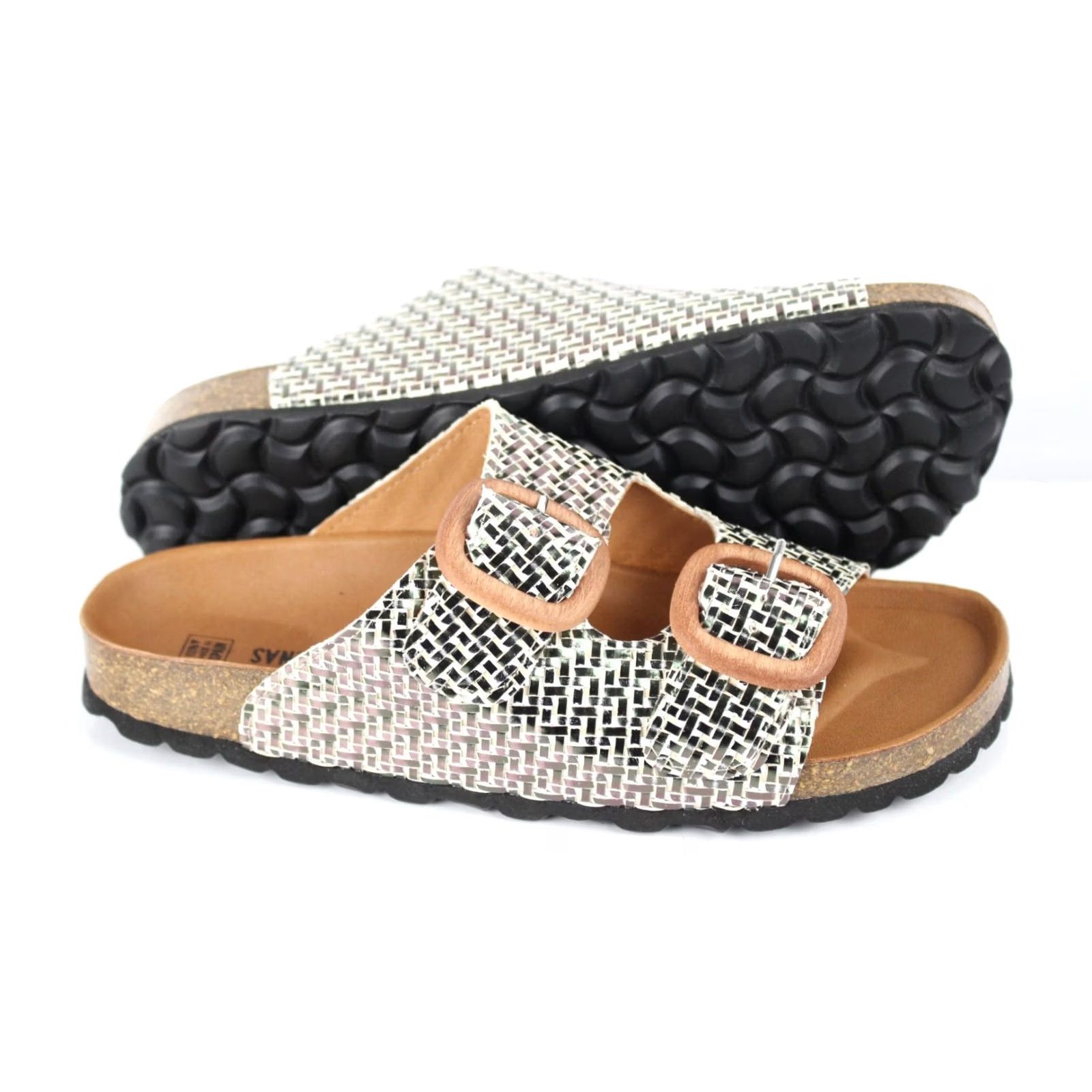 Vintage Verbenas Women's Right Slide Sandals Size US 9 / EU 40 Gray Plomo Braided Metal Check Buckle Sandal Size US 9 / IT 39 - 5 Thumbnail