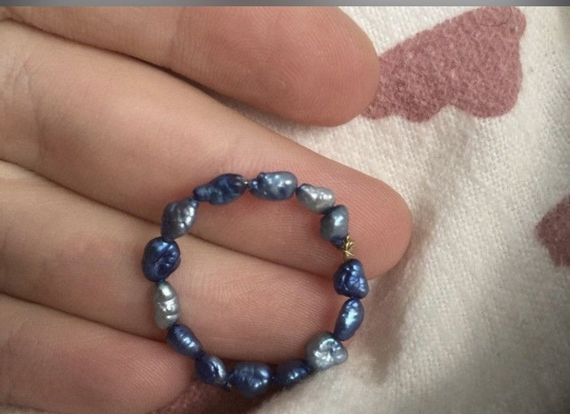 Other Blue freshwater pearl beaded ring Size ONE SIZE - 2 Thumbnail
