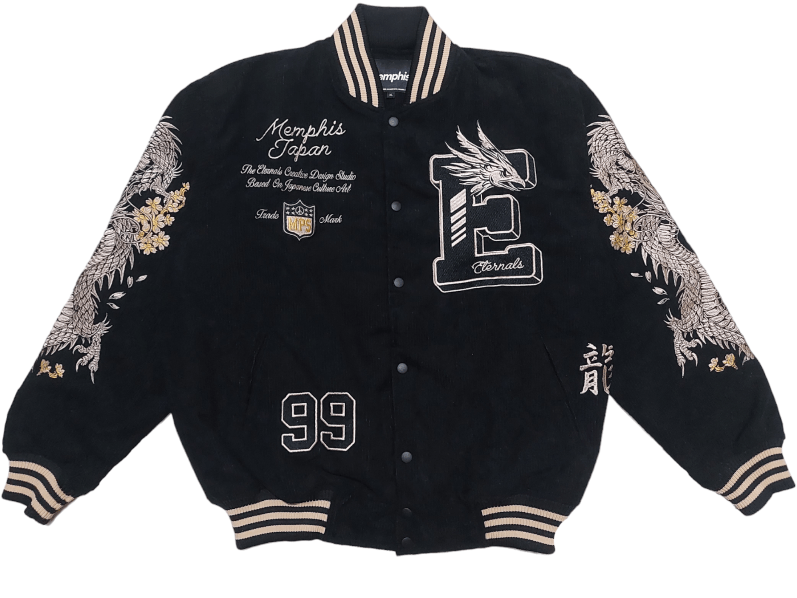 image of Bomber Jacket x Sukajan Souvenir Jacket Sukajan Jacket Phoenix in Black, Men's (Size XL)