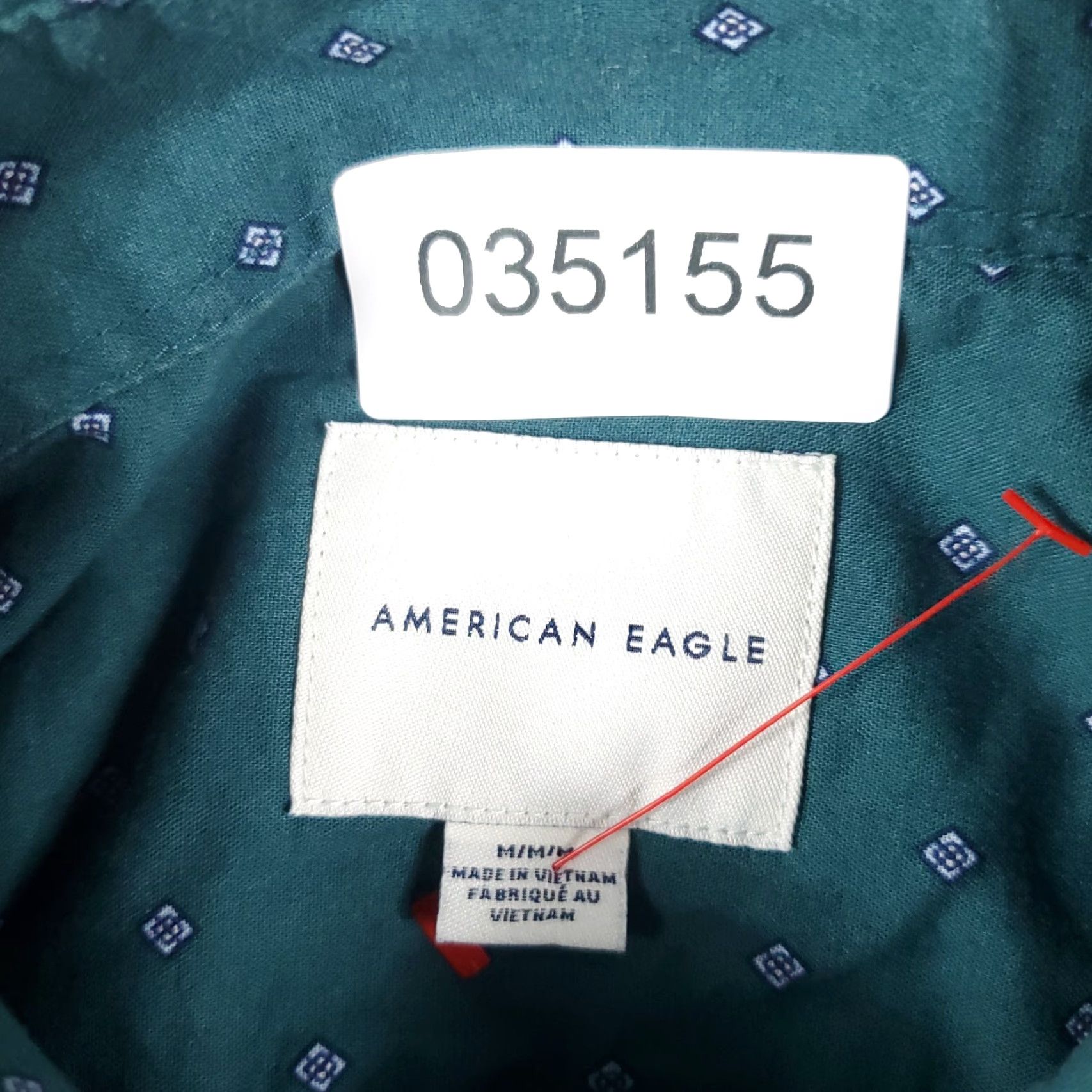 American Eagle Outfitters American Eagle Shirt Men's Medium Green Geometric Casual Button-Up Long Sleeve Size US M / EU 48-50 / 2 - 6 Thumbnail