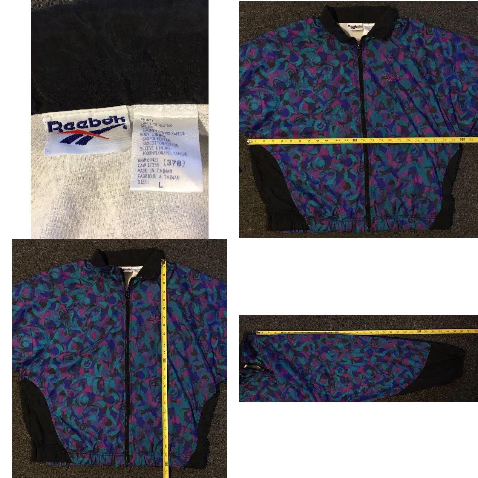 Reebok Vtg 90s Reebok Abstract Art AOP Bomber Jacket L Blue Women Shirt Windbreaker Vintage 90s Vaporwave Art Baroque Graphic Spotlight Womens Size L / US 10 / IT 46 - 9 Thumbnail