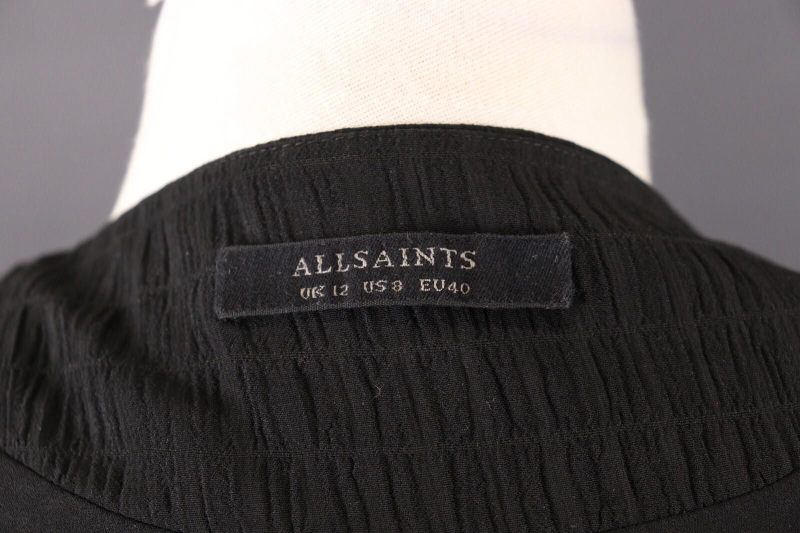 The Unbranded Brand AllSaints Black Short Sleeve Ruffle Dress Size UK 12 / US 8 Size XL / US 12-14 / IT 48-50 - 10 Thumbnail
