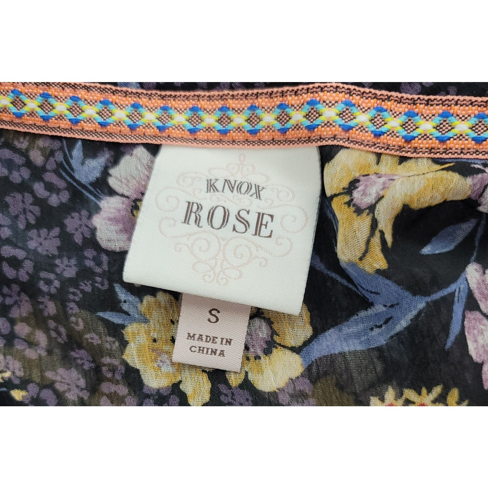 Other Knox Rose Black Floral Print Sheer Top Small Capped Sleeves Size S / US 4 / IT 40 - 6 Thumbnail