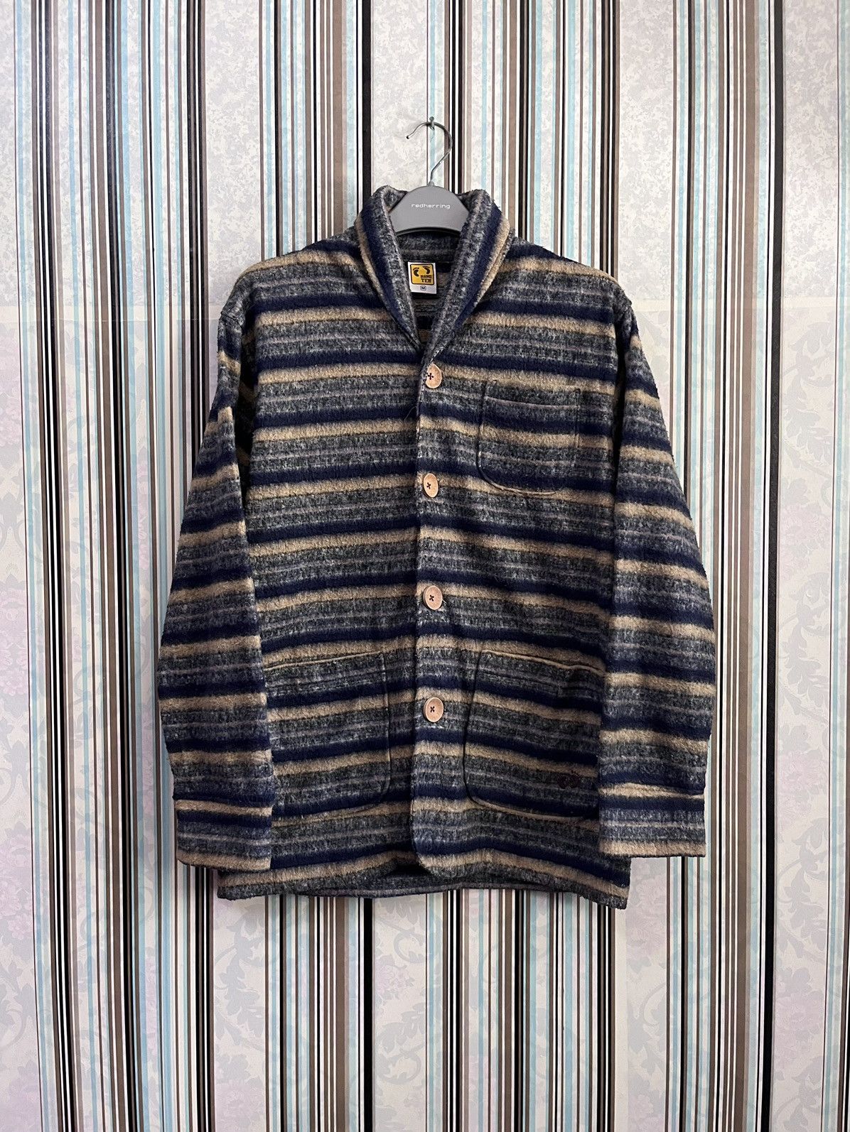 Hang Ten fleece striped wool button #D2 Size US M / EU 48-50 / 2 - 1 Thumbnail