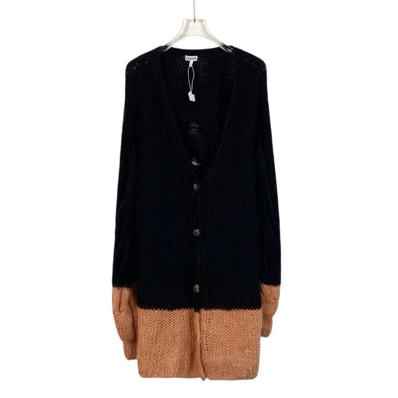 Loewe Loewe Black horsehair V-neck single row knit cardigan coat Size S / US 4 / IT 40 - 1 Thumbnail