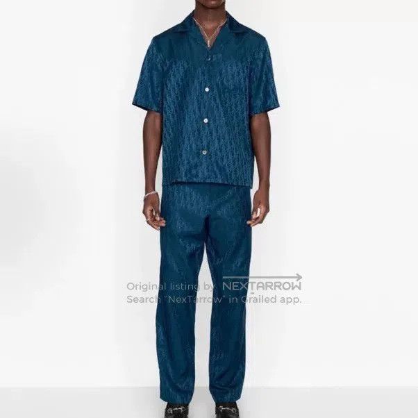 Dior Dior Silk Deep Blue Monogram Short Sleeve Shirt. Size US M / EU 48-50 / 2 - 7 Thumbnail